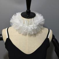 All-match Ruffled Clown Choker Costume Accessory Fake Sleeves Mesh Neck Ruff  for Stage Performance White-Fake Collar