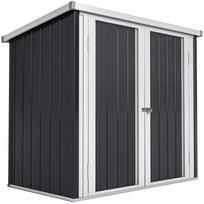 Sodo namelis - Sodo kabina 1,26 m² - Įrankių laikymo namelis 2 užrakinamos durys - dūmų. 147I x 86P x 134A cm - Plieno lakštas Juoda Balta 147 x 86 x 134 cm