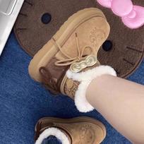 Women Snow Boots Casual Slip-on Botas Mujer Plush Warm Home Cotton Shoes Classic Winter Thick-soled Women's Ankle Boots 35 tamsiai ruda spalva