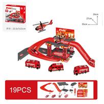 Kids Track Parking Lot Toy Automobile Building Racing Rail Car Park Fire Police Engineering Dinosaur Car for Children Gift red