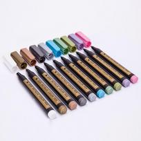 10pcs/set Fine Metallic Marker Paint Pen,Metal Art Permanent Medium-Tip,Glass Paint Writing Marker 10pcs/set