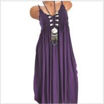 Lace Dress Sexy Solid Color Medium Long Suspender Hot Sale Splicing XS violetinė