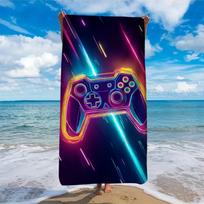 1pc Colorful Game Controller Pattern Microfiber Beach Towel | Ultra-Soft Polyester, Lightweight and Absorbent, Ideal for Yoga W30*H60(CM)