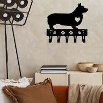 Metal Wall Hooks Set Corgi Dog Key Holder Keychain Rack Home Entryway Decor TY1051-6in juoda