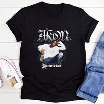 Retro Akon Konvicted Tee, Akon Rap Album T-shirt, Akon Rapper Tee for Fans XS gray