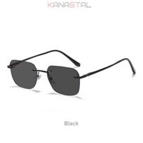 Men Rimless Sunglasses UV400 Polarized Sun Glasses Women Pure Titanium Eyeglasses Frame Driving Goggles Anti Glare Shade Eyewear NO BOX white