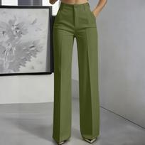 Women's Color High Waist Hanging Straight Tube Suit Pants For Women L armijos žalia spalva