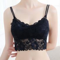 Women Lace  Sling Short Strapless Bra KTB One Size juoda