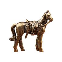 Senovinė žalvarinė žirgo statulėlė Feng Shui Sėkmės ir turto dekoras Kolekcionuojama figūrėlė Zodiako žirgo ornamentas Laimės namų dekoracija A1 black