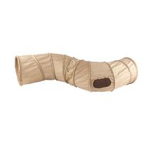 Interactive Foldable Cat Tunnel Tube S-shaped Collapsible Cat Channel 3 Holes Suede Pet Rolling Dragon Puppy chaki