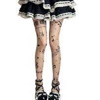 Musical Note Pattern Kids Tights with Stretch Comfort Reinforced Toe Knee Comfortable for Active Children Regenerated