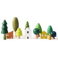 Mediniai medžio grybų kaladėlės žaislai vaikams, rankų darbo, žalias miškas, spalvingi, vaikų Montessori ugdomieji žaislai YZ13 brown