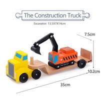 Transport Vehicle Engineering Vehicle Excavator Large Truck Cognitive Animal Vehicle Wooden Car Model Taxi Toy Car For Kids B174