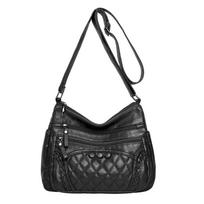 Multi-layer soft leather bag women's new fashionable versatile middle and old mother bag large capacity shoulder messenger bag tide juoda
