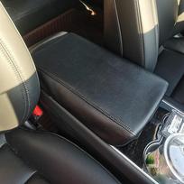 Universal Suede Armrest Cover for Tesla Model 3/Y Black Leather Black Stitching