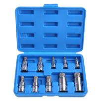 Compact Socket Adapter 10Pcs XZN 12 Point Triple Square Spline Bit Socket Set Tamper Proof with for Case Repair Tool Kit mėlyna