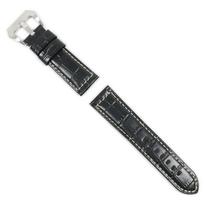Panerai compatible leather strap, 24mm, with pin buckle (Black: A: Embossed type)