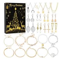 Advent Jewelry Calendar Christmas 24-Day Party Favors 2025 Girls Earring Bracelet Set Holiday Calendar for Teen Adults Family OTHER black