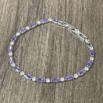 New 18K Bracelet chain Gold/Silver Purple Zircon Lobster Clasp For Women Man Wedding Engagement 925 Silver Jewelry Gifts beige