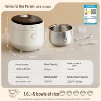 Bear 1.6L Stainless Steel Mini Rice Cooker CN plug (adapter included) gray