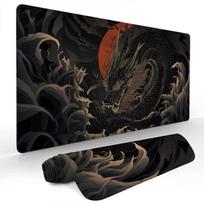 Ukiyoe style black dragon large Mouse Pad Gaming mats NonSlip Desk Mat mouse carpet with Stitched Edge HD printing Office mat 800x300x2mm