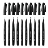 Pentel Sign Pen Brush Touch Black SES15C-A 10-Pack juoda