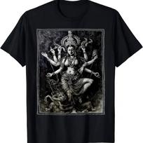Men's Kali Goddess T-Shirt Hindu Iconography with Kali's Deity Design Black Indian Art Print Shirt Polyester Quick-dry S įvairiaspalvis