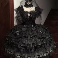 Cosplay apranga mergaitėms Vintažinė elegantiška šventinė suknelė 2026 m. vasara Lolita su petnešėlėmis Japoniško saldaus Kawaii stiliaus Y2K Nėriniai XS juoda