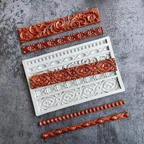 1 vnt. Barokinės fondanto formelės slinkties kraštinės nėriniai silikoninės formelės garbanos guminės pastos saldainių šokolado formos tortų dekoravimui one size