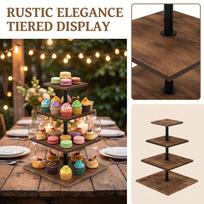 Multi-Tier Rotating Dessert Stand for Party Display and Snack Storage, Tabletop Revolving One Size black