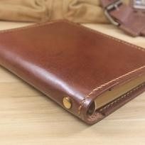 Free Shipping Handmade Cowhide Double Layer Notebook Binder Retro Journal Cover Black P A6 6-hole 2CM Binder 1.6~1.8 Leather Firm brown