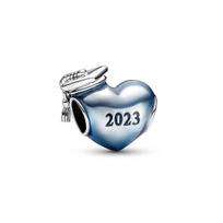 Pandora Moments pakabukas - Baigimo širdelė 2023 Mėlyna 925 Sidabro Baigimo Dovana gray