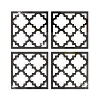 4 vnt./rinkinys Geometrinis veidrodinis sieninis lipdukas Nuimamas lipnus namų biuras Svetainė Miegamojo Virtuvės Spintelės Tuščiaviduris dekoratyvinis lipdukas 15x15cm juoda