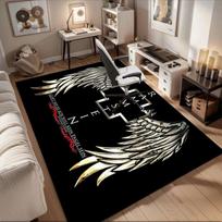 Rammstein Wings Metal Cross T-Shirt Men Women Unisex Black White Gold SilverOffice Mat Perfect for Home Decor Office Desk Chair Rugs Chair C 60cm by 90cm gray