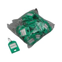 50Pcs Hard Plastic Key Tags with Replaceable Paper Transparent Window Hotel Room Keys Luggage Lockers Key Labels žalia