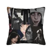 Billie Eilish Fan Merch Pillowcase Hit Me Hard & Soft Album Design Cushion Cover Double Sided Printed For Music Fans Home Decor Peach skin 18*18(CM)-1Pcs