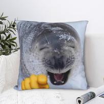 Seal Sea Happy Meme Square Pillow Cases  Cushion Covers Customized Zipper Decorative Throw Pillow Case Cover for Home 18 30X30CM