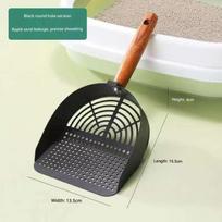 Stainless Steel Tofu Cat Litter Scoop - Large Size Pet Cleaning Tool Boxed with Free Label black