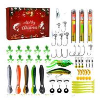 2025 Fishing Lure Advent Calendar Fish Bait Christmas Countdown Calendar Practical 24 Days Fishing Lures Set Festive Fish Bait 24PCS red