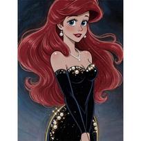 Disney Ariel Princess Black Strapless Evening Gown with Pearl Decorations Set  5D Artificial Pearl Puzzle Embroidery Home Decorative Handmade Gift 35x45cm gray