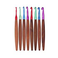 8Pcs Ergonomic Grip Aluminium Crochet Hook 3.0-7.0mm Wooden Handle Crochet Hook Needle for Knitting Sweater Scarf 1