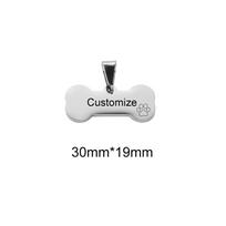 Stainless Steel Personalized Dog Tag Custom Engraved Bone Dog Charm for Pet Collar Stainless Steel Dog ID Name Tag Gift for Pet white