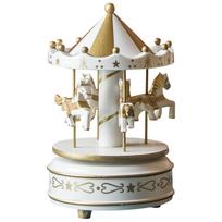 Wooden Carousel Music Box Rotating Horse Figurine Decorative Ornament Handcrafted Mechanical Music Box with Spinning Carousel Design One Size balta