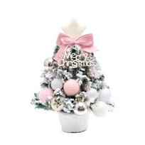 Mini Snow Flocked Christmas Tree Tabletop Artificial Christmas Tree with LED Lights Small Pine A