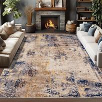 Modern Abstract Washable Area Rugs for Bedroom Stain Resistant Non Slip Large Blue Soft Indoor Carpet for Home Decor 80X120CM(2.6X3.9FT