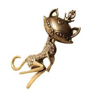 Women's Vintage Rhinestone Inlaid Sexy Cat Girl Pattern Pendant Chain Necklace KTJ auksinė