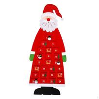 Festive Santa Claus Advent Calendar - Handcrafted Hanging Gift for Children's Room Decor raudona