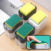 Press one-touch detergent dispenser and pump container No. 01. One-touch detergent sponge pumping gray blue
