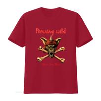 Running Wild Under Jolly Roger Crossbones Band Logo Cool T shirt Streetwear vintage Washed Breathable Casual homme fashion S brown