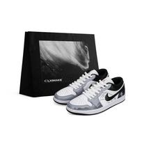 Jordan Air Jordan 1 žemi senoviniai krepšinio batai Unisex Juodi Balti Pilki DC0774-101(Team577-S-BOX) 42.5